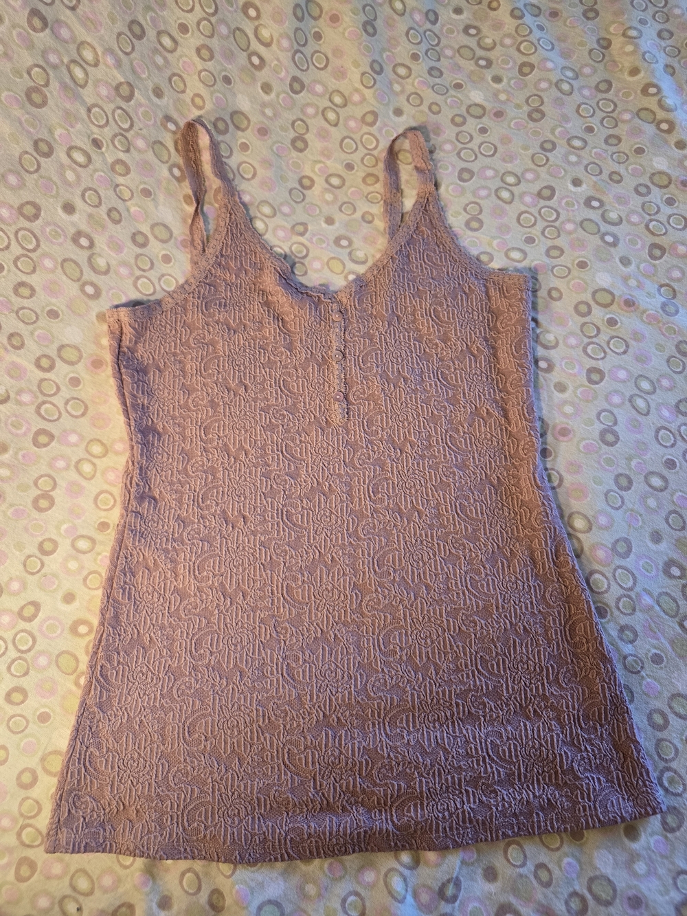 easel Dusty Rose Textured Lace-Effect Tank